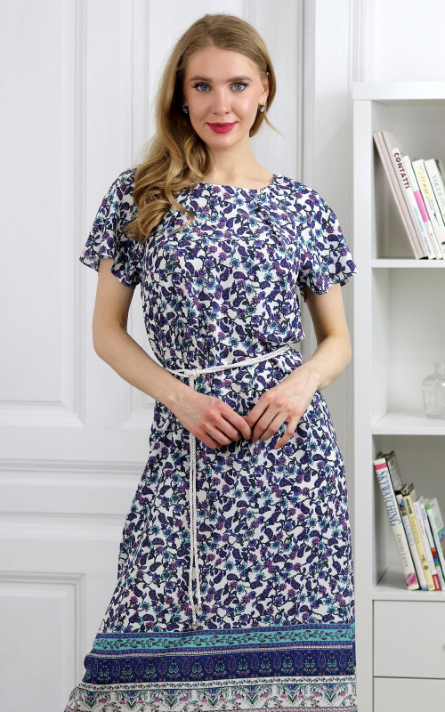 Tara - dlhé viskózové šaty s kvetovým vzorom