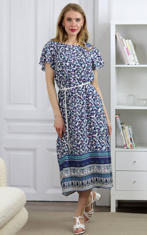 Tara - dlhé viskózové šaty s kvetovým vzorom 1