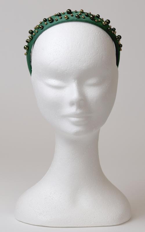 Perly - bavlnená čelenka zelená