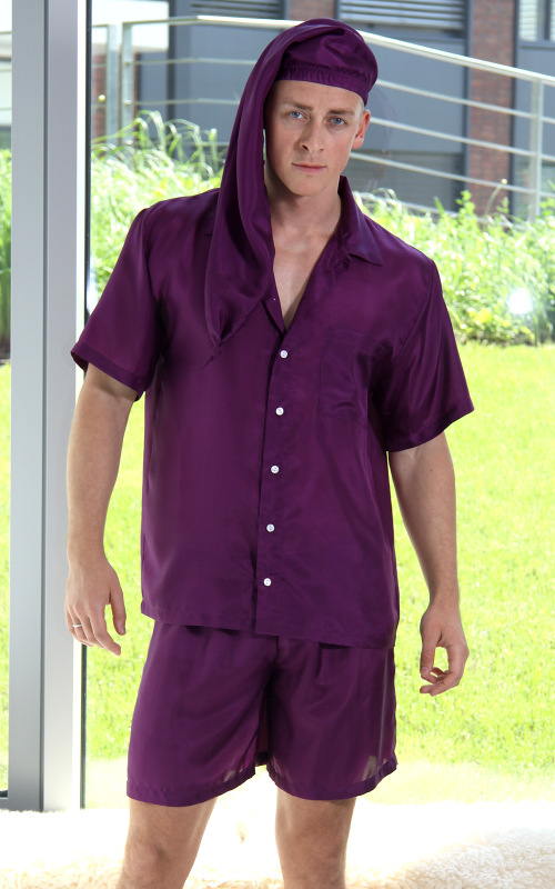 Olivovo zelená hodvábna košeľa a šortky, veľkosť M 3