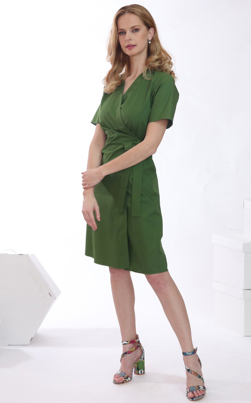 Kelly - olivovo zelené zavinovacie šaty 1