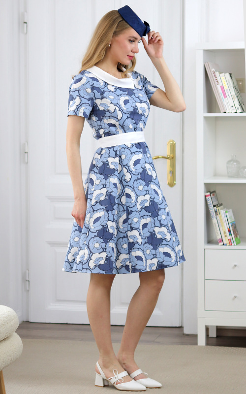 Eleanor - ľanové princesové šaty s límčekom 3