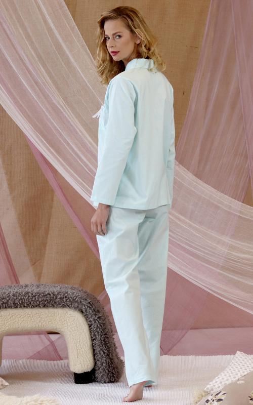 Pamela - flanelové pyžamo z bio bavlny, modré
