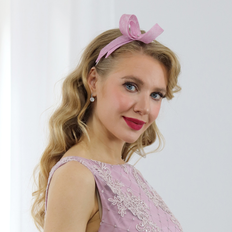 Rachel - staroružová mašľa na čelenke 1