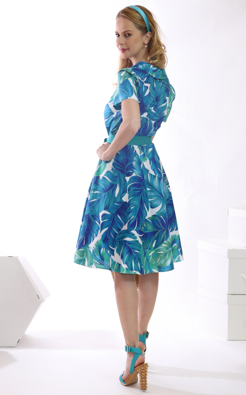 Colette - košeľové šaty s modro zelenou potlačou 5