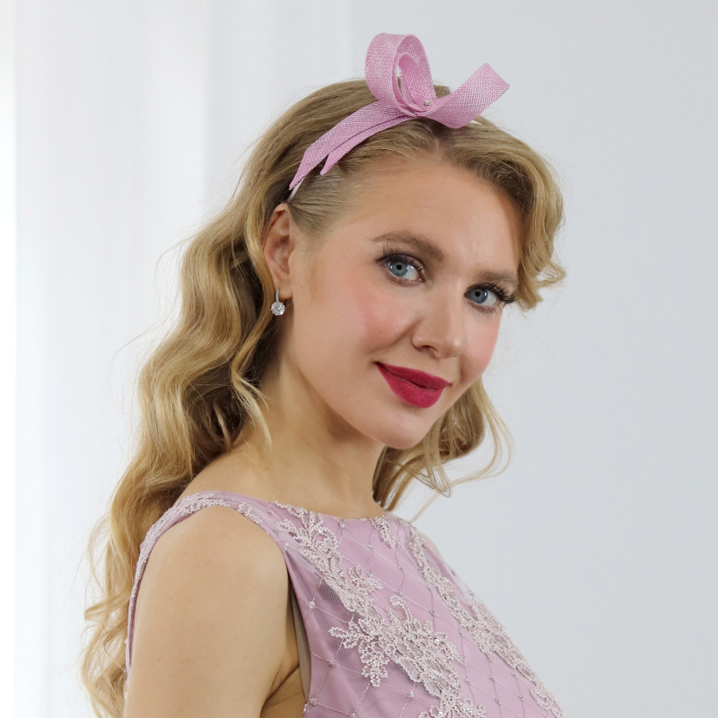 Rachel - staroružová mašľa na čelenke 1