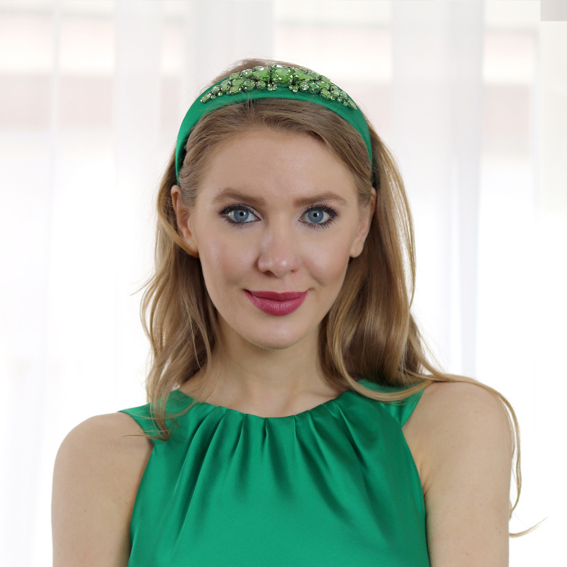 Gemma - zelená čelenka s kryštálmi 1