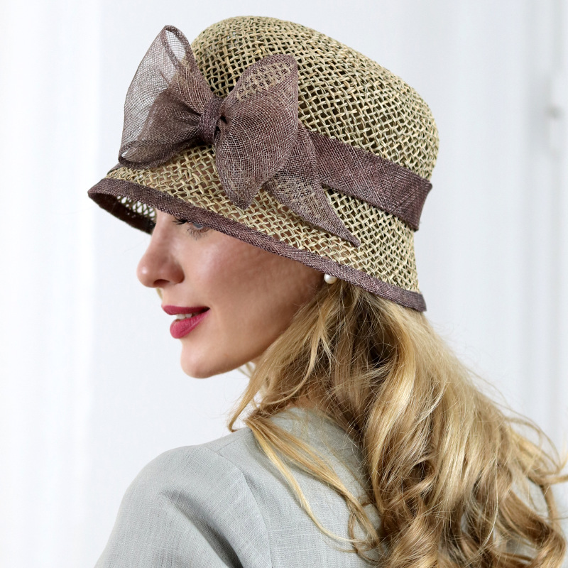 Kim - hnedý cloche klobúk z morskej trávy 2