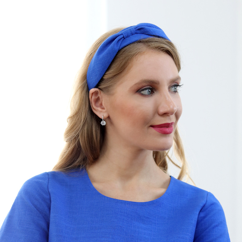 Nicole - kráľovská modrá ľanová čelenka 1