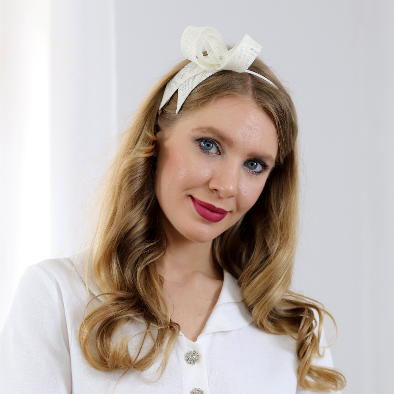 Rachel - biela mašľa na čelenke