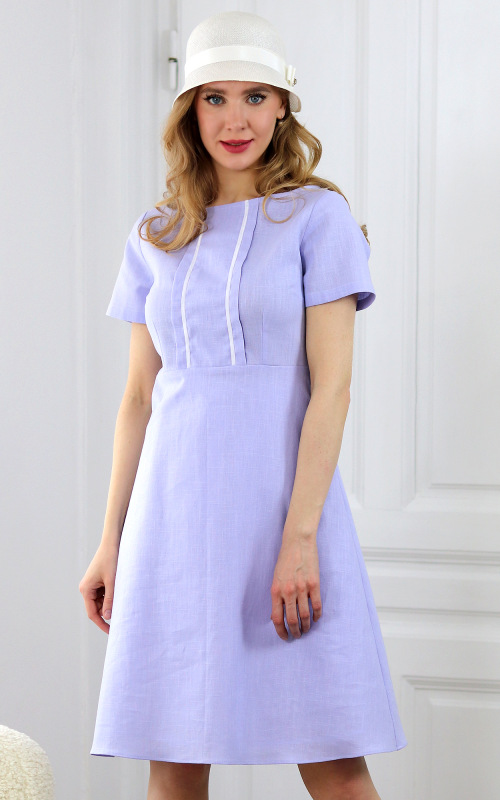 Thelma - fialové ľanové luxusné šaty