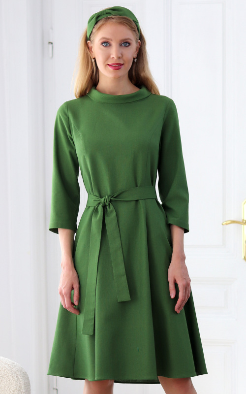 Grace - zelené princesové šaty z ľanu a viskózy