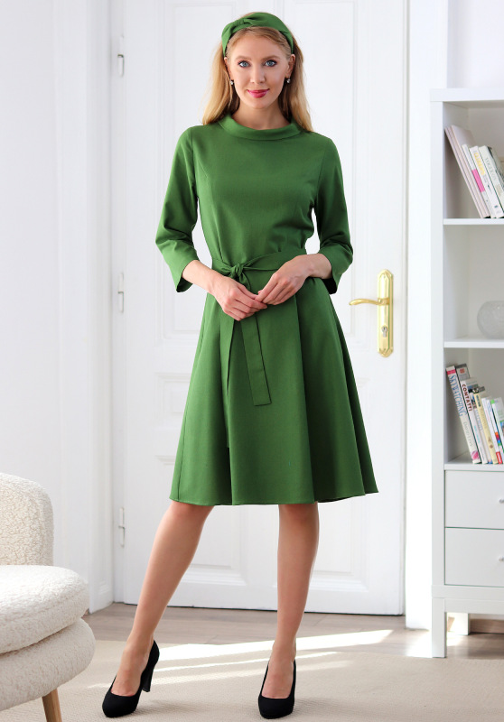 Grace - zelené princesové šaty z ľanu a viskózy 1