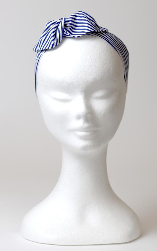 Retro čelenka - tenké pásiky bielo modré