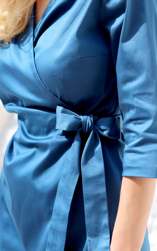 Kelly - petrolejové zavinovacie šaty s 3/4 rukávmi, veľkosť S, M, L, XL 5