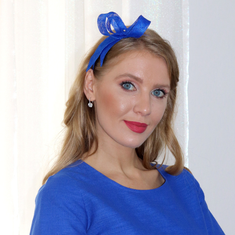 Rachel - modrá mašľa na čelenke