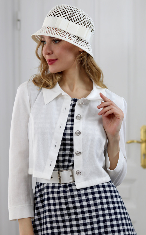 Sienna - smotanovo biele sako zo zmesi ľanu a rayonu 2