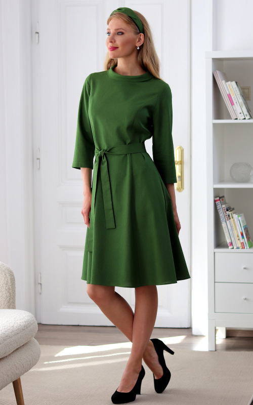 Grace - zelené princesové šaty z ľanu a viskózy 2