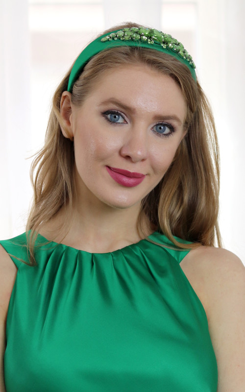 Gemma - čelenka s kryštálmi zelená 2