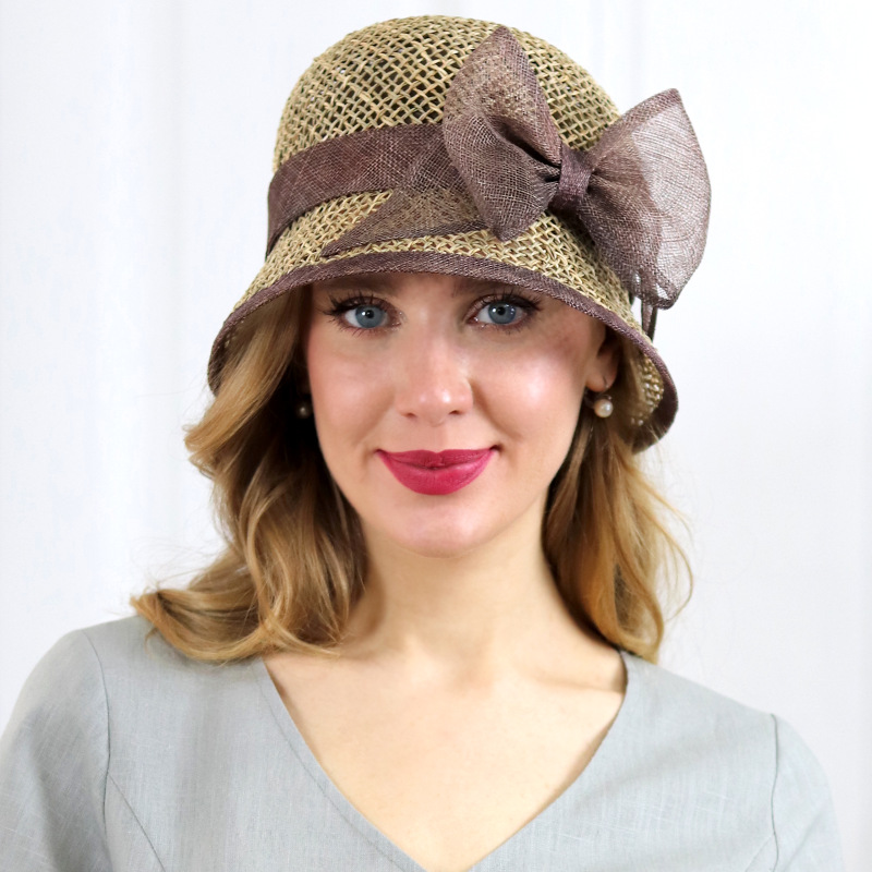 Kim - hnedý cloche klobúk z morskej trávy