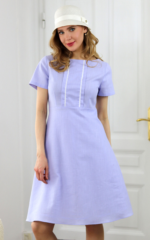 Thelma - fialové ľanové luxusné šaty 5
