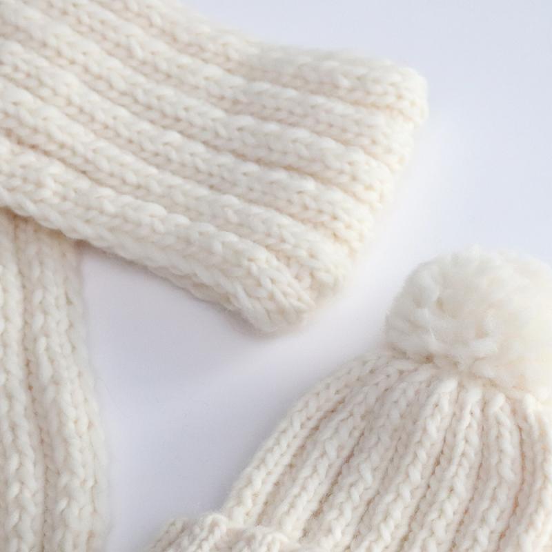 Pletený set - čiapka so šálom - biela