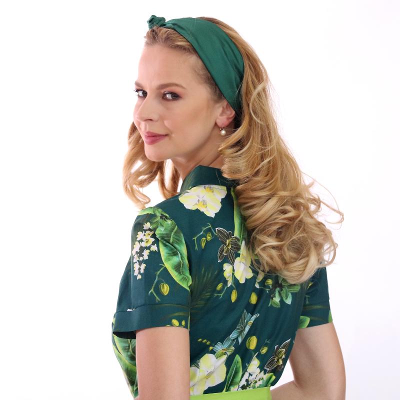 Amber - košeľové šaty zelené s podšitou sukňou