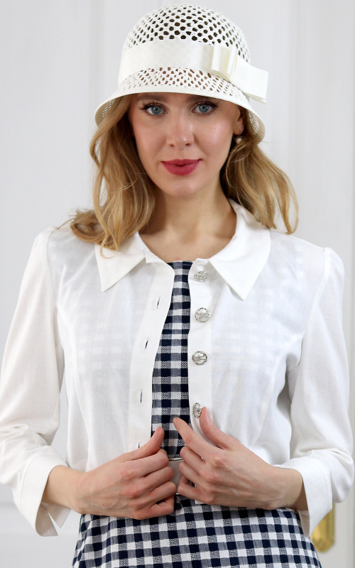 Sienna - smotanovo biele sako zo zmesi ľanu a rayonu 1